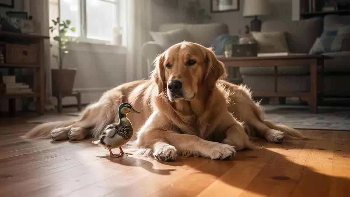 Depressiver Golden Retriever: Ente Louie bringt Barley die Lebensfreude zurück