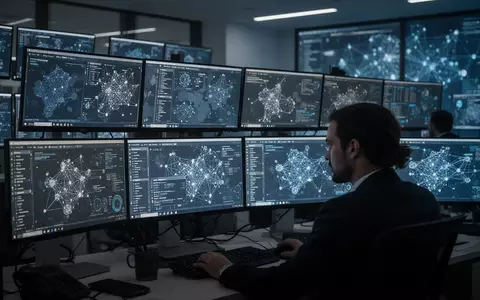 Ein spezialisierter Analyst arbeitet in einem modernen Kontrollzentrum für Cybersicherheit vor zahlreichen Monitoren. - Foto: über boerse-global.de
