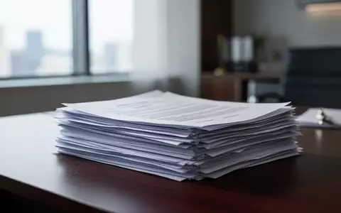 Stapel von Rechtsdokumenten auf einem Schreibtisch in einem modernen Bürogebäude bei Tageslicht. - Foto: über boerse-global.de
