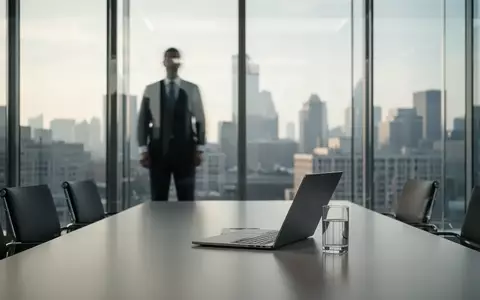 Modernes, minimalistisches Sitzungszimmer mit unscharfem Geschäftsmann am Fenster. - Foto: über boerse-global.de