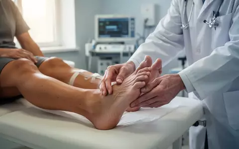 Ein Orthopäde untersucht den Fuß eines Patienten in einer Praxis. - Foto: über boerse-global.de