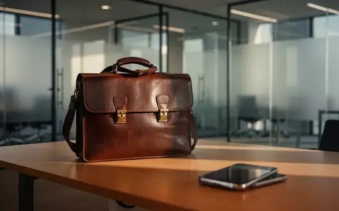 Ein minimalistisches, modernes Büro mit einem Lederaktenkoffer auf einem Holztisch, symbolisch für eine juristische Untersuchung. - Foto: über boerse-global.de