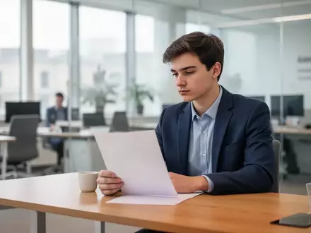 Ein junger Angestellter sitzt an einem modernen Schreibtisch in einem hellen Büro einer öffentlichen Behörde. - Foto: über boerse-global.de