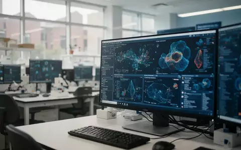 Moderne universitäre Laborumgebung mit Computerarbeitsplätzen zur Forschung an Datenwissenschaft und KI. - Foto: über boerse-global.de