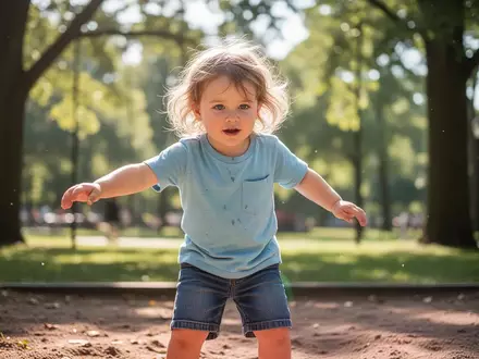 Ein Kind spielt aktiv und bewegt sich in einem Park bei natürlichem Tageslicht. - Foto: über boerse-global.de