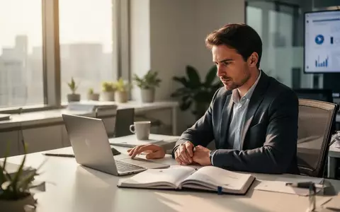 Eine konzentriert arbeitende Person an einem Schreibtisch in einem hellen, modernen Büro. - Foto: über boerse-global.de