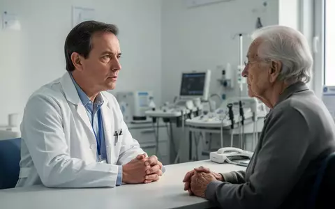 Ein Arzt im Gespräch mit einem älteren Patienten in einem modernen Behandlungszimmer. - Foto: über boerse-global.de