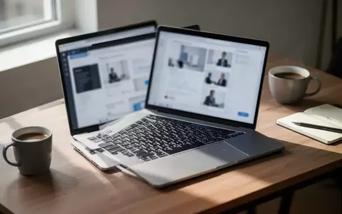 Ein moderner, minimalistischer Arbeitsplatz mit einem Laptop auf einem Schreibtisch in hellem, natürlichem Tageslicht. - Foto: über boerse-global.de