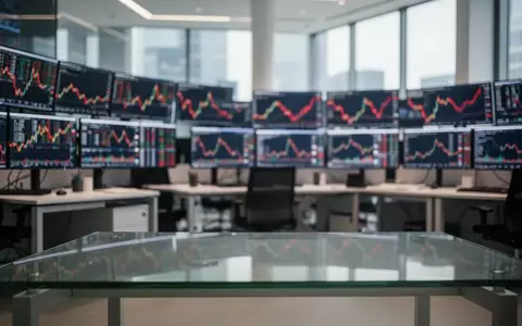 Blick auf moderne Computerbildschirme mit fallenden Aktienkursen in einem Finanzbüro. - Foto: über boerse-global.de