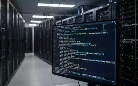 Ein Serverraum mit verschwommenen Monitoren, auf denen Programmcode zu sehen ist, als Symbol für eine IT-Sicherheitslücke. - Foto: über boerse-global.de