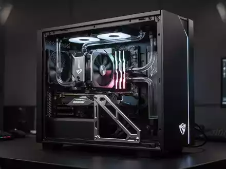 Hochwertige Grafikkarte in einem modernen Gaming-PC-Gehäuse mit sichtbarer Flüssigkeitskühlung und Beleuchtung. - Foto: über boerse-global.de