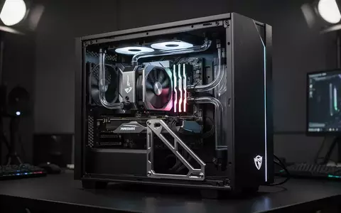 Hochwertige Grafikkarte in einem modernen Gaming-PC-Gehäuse mit sichtbarer Flüssigkeitskühlung und Beleuchtung. - Foto: über boerse-global.de