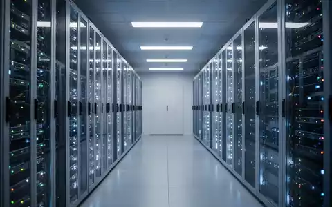 Ein beleuchteter Serverraum mit modernen Computer-Racks in einer professionellen, technologischen Umgebung. - Foto: über boerse-global.de
