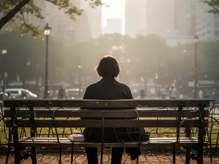 Eine Person sitzt bei starker Hitze und flirrender Luft auf einer Parkbank in einer Stadt. - Foto: über boerse-global.de
