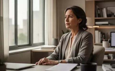 Eine nachdenkliche Person in einem hellen, modernen Homeoffice, die ruhig aus dem Fenster blickt. - Foto: über boerse-global.de