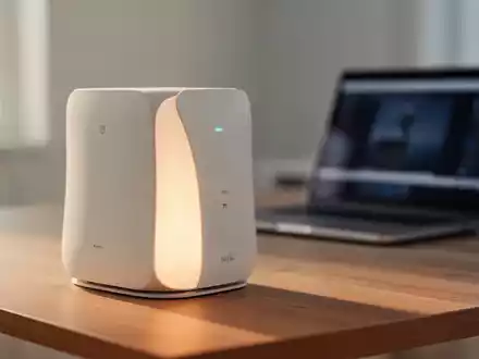 Ein moderner WLAN-Router auf einem Schreibtisch in einem hellen Home-Office. - Foto: über boerse-global.de