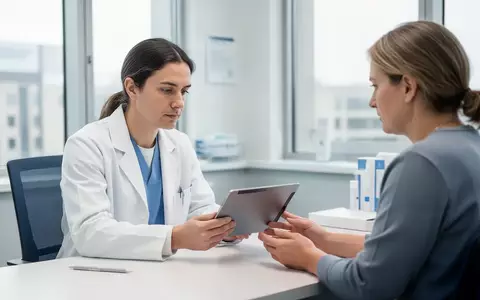 Ein Rheumatologe und ein Patient betrachten gemeinsam ein Tablet in einem modernen Untersuchungszimmer der Uniklinik. - Foto: über boerse-global.de