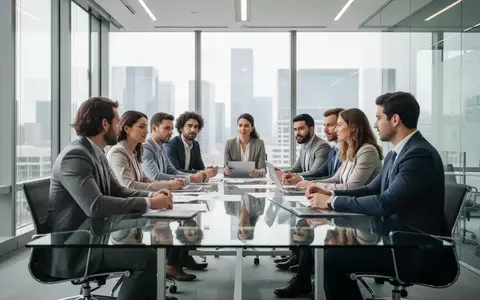Professionelle Berater in einem modernen Bürogebäude bei einer strategischen Zusammenarbeit an einem Konferenztisch. - Foto: über boerse-global.de