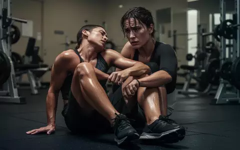 Eine erschöpfte Person sitzt nach einem intensiven Training auf dem Boden eines Fitnessstudios. - Foto: über boerse-global.de