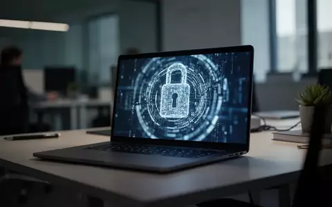 Ein beleuchteter Laptop in einem modernen Büro symbolisiert die Bedrohung durch Cyberangriffe und Phishing-Versuche. - Foto: über boerse-global.de