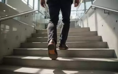 Nahaufnahme von Beinen, die eine Treppe hinaufsteigen, als Symbol für körperliche Bewegung und Herzgesundheit. - Foto: über boerse-global.de