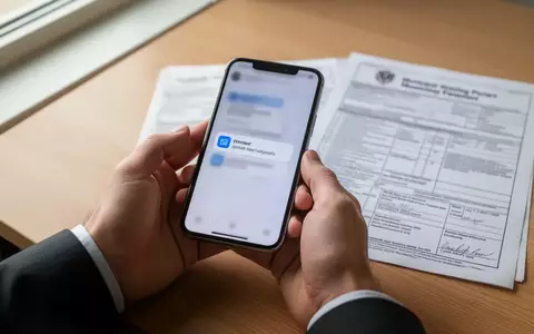 Hände halten ein Smartphone mit einer E-Mail-Benachrichtigung neben einem Formular für eine Baugenehmigung auf einem Schreibtisch. - Foto: über boerse-global.de