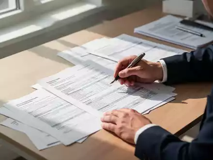 Ein Steuerberater arbeitet an einem Schreibtisch mit Finanzdokumenten und Steuerunterlagen in einem hellen Büro. - Foto: über boerse-global.de