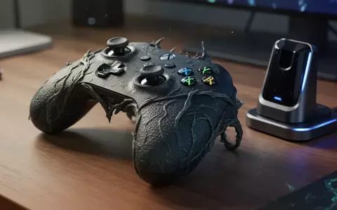 Ein hochwertiger Gaming-Controller im speziellen Design auf einer Ladestation auf einem Schreibtisch. - Foto: über boerse-global.de