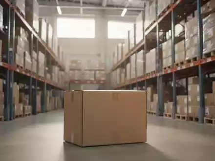 Modernes Logistiklager mit hochgestapelten Versandkartons in einem aufgeräumten Hochregallager bei natürlichem Lichteinfall. - Foto: über boerse-global.de