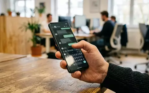 Nahaufnahme einer Hand, die ein Smartphone hält, während sie eine Chat-Oberfläche auf dem Display bedient. - Foto: über boerse-global.de