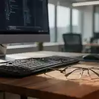 Eine Brille liegt auf einem modernen Schreibtisch neben einem Computerbildschirm in einem hellen Büro. - Foto: über boerse-global.de