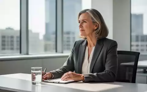 Eine professionell gekleidete Frau mittleren Alters in einem hellen, modernen Büro, die nachdenklich aus dem Fenster blickt. - Foto: über boerse-global.de