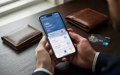 Nahaufnahme einer Person, die ein Smartphone in der Hand hält, während eine Kreditkarte auf einem Schreibtisch liegt. - Foto: über boerse-global.de