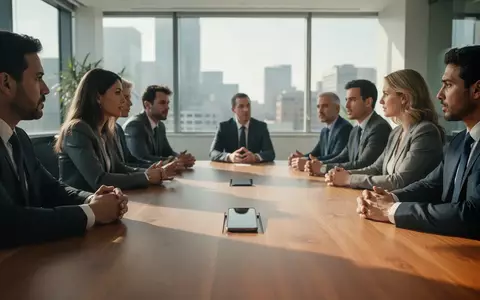 Ein Smartphone liegt in der Mitte eines Konferenztisches, an dem eine Gruppe von Menschen produktiv zusammenarbeitet. - Foto: über boerse-global.de