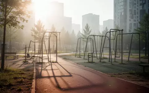 Ein leerer, sonnendurchfluteter Stadtpark mit ungenutzten Sportgeräten an einem heißen Sommertag. - Foto: über boerse-global.de