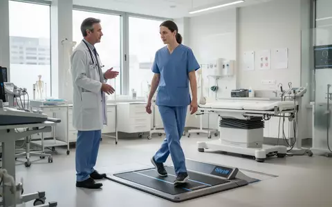 Medizinische Fachkraft beobachtet einen Patienten bei einer modernen Ganganalyse in einer orthopädischen Praxis. - Foto: über boerse-global.de
