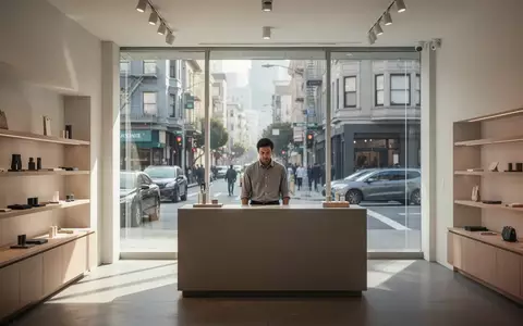 Ein Angestellter steht hinter einer Ladentheke in einem modern eingerichteten Geschäft in San Francisco. - Foto: über boerse-global.de