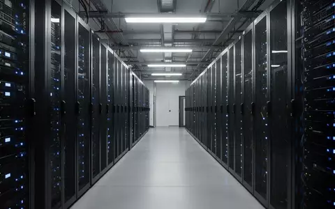 Moderne Serverräume in einem europäischen Rechenzentrum mit leuchtenden Hardware-Racks für KI-Infrastruktur. - Foto: über boerse-global.de