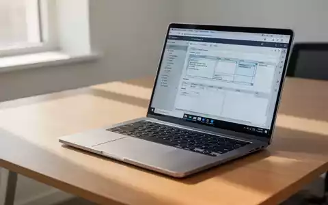 Ein schlanker Laptop auf einem minimalistischen Schreibtisch in einem hellen Büro. - Foto: über boerse-global.de
