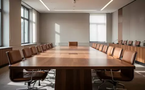 Ein leerer, modern gestalteter Sitzungssaal im Schweizer Parlamentsgebäude mit Holztisch und Stühlen bei Tageslicht. - Foto: über boerse-global.de