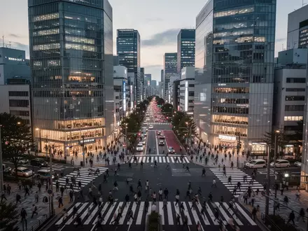 Moderne Skyline von Tokio bei Dämmerung mit beleuchteten Wolkenkratzern und geschäftigen Straßen. - Foto: über boerse-global.de
