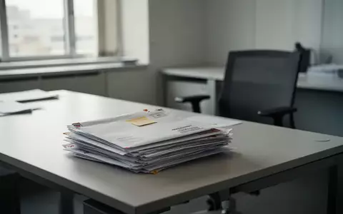 Ein leerer Büroarbeitsplatz mit ungeöffneten Briefen und einem Schreibtischstuhl in einer ruhigen, lichtdurchfluteten Umgebung. - Foto: über boerse-global.de