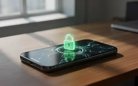 Ein Smartphone auf einem Schreibtisch mit einem digitalen Symbol für sichere Verschlüsselung auf dem Bildschirm. - Foto: über boerse-global.de