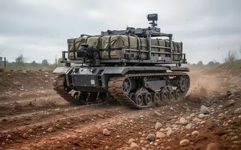 Ein autonomes, modulares Bodenfahrzeug mit Ketten-Rad-Antrieb fĂ€hrt ĂŒber unebenes GelĂ€nde und transportiert schwere Lasten. - Foto: ĂŒber boerse-global.de
