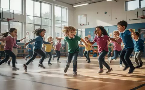 Eine Gruppe von Kindern beim Spielen in einer hellen Turnhalle als Symbol für aktive Gesundheitsvorsorge. - Foto: über boerse-global.de