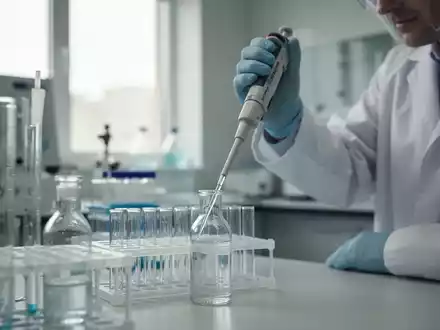 Wissenschaftler bei der Arbeit in einem modernen medizinischen Labor mit Pipetten und Reagenzgläsern. - Foto: über boerse-global.de
