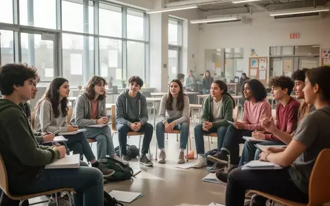 Diverse Gruppe von Jugendlichen in einem hellen Gemeinschaftsraum bei einem Workshop zur mentalen Gesundheit. - Foto: über boerse-global.de