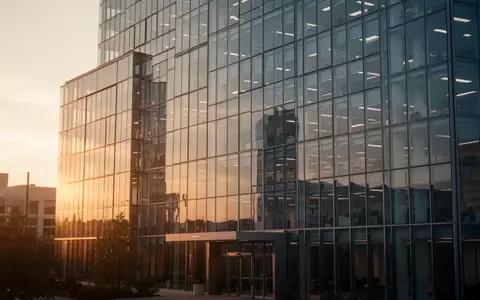 Ein modernes Bürogebäude bei Sonnenuntergang als Symbol für Finanztransaktionen. - Foto: über boerse-global.de
