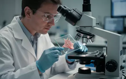 Ein medizinischer Forscher untersucht eine Knorpelprobe unter einem Mikroskop in einem modernen Labor. - Foto: über boerse-global.de