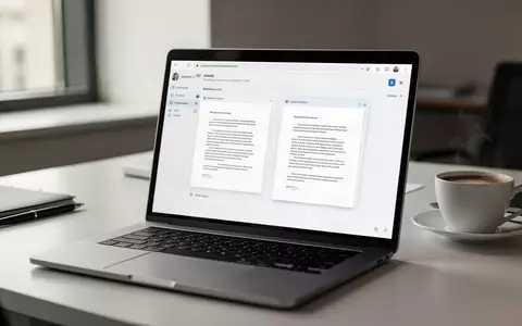 Ein moderner Arbeitsplatz mit einem Laptop, auf dessen Bildschirm zwei E-Mail-Entwürfe nebeneinander geöffnet sind. - Foto: über boerse-global.de